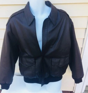 AIR FORCE AIRBORNE Leathers Dark Brown Leather Bomber Flight Jacket Mens M USA - Picture 1 of 7