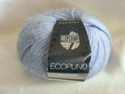 Lana Grossa ECOPUNO Cotton Wool Alpaca Blend Yarn Blue Sport Weight 1 Ball - Image 1 of 3