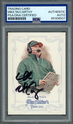 Mike McCarthy SIGNED 2013 Topps Allen & Ginter #278 Cowboys Packers Auto PSA - Image 1 of 2