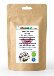 Cranberry 5000 vegetarisch - 180 Tabletten - OHNE MAGNESIUMSTEARAT - VITASCOUT® - Bild 1 von 6