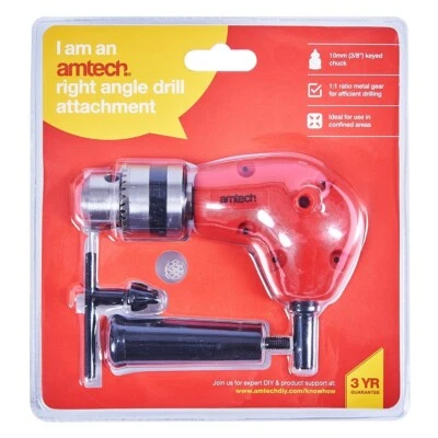 3/8" Right Angle Drill Attachment 90 Degree Keyless Handle Adaptor Corner Chuck - Image 1 of 2