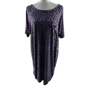 Soma Cool Nights Modern Nightshirt Sleepwear Rayon Large Always Spotted Navy - Picture 1 of 12