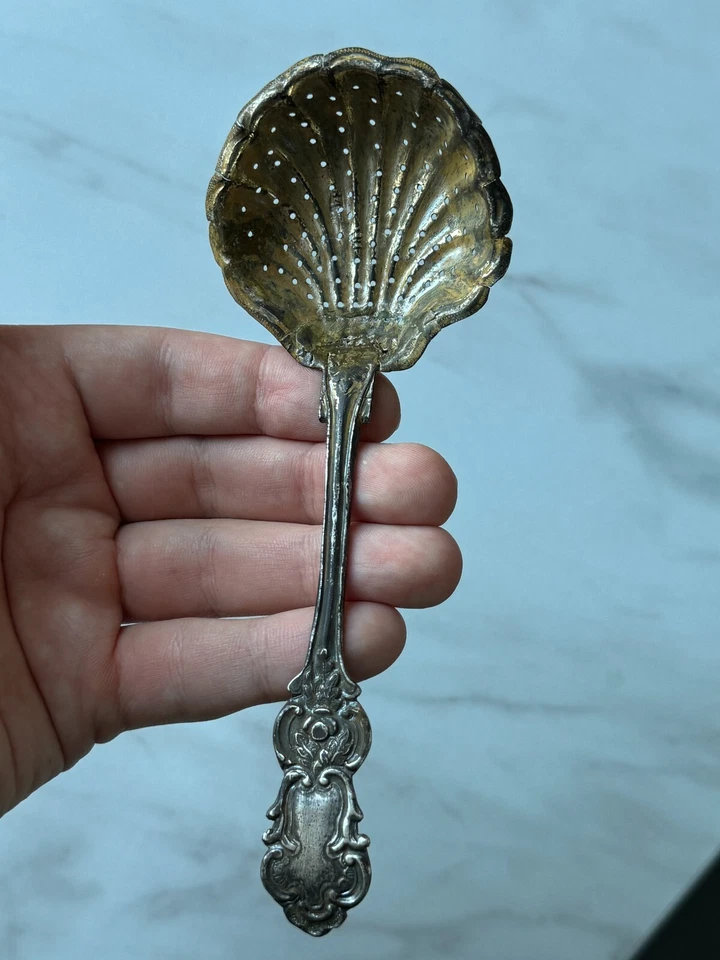 Antiguo colador de té ruso de plata 84 imperial 1858 grabado coleccionable Foto 1 de 4