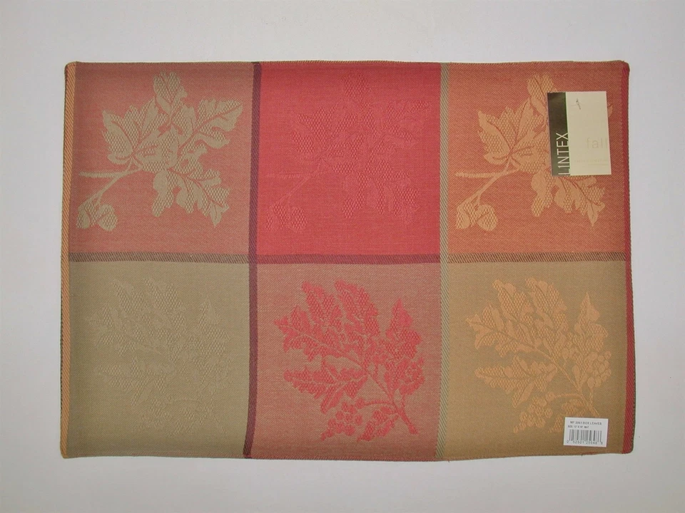(6) Lintex Reversible Placemats ~ Big Box Leaves ~ 13" x 19" **NEW** - Image 1 of 1