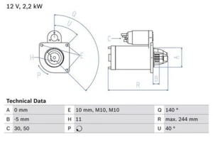 BOSCH 0 986 026 260 Starter Service Replacement OE Quality Fits Volvo V40 D3 D4 - Picture 1 of 7