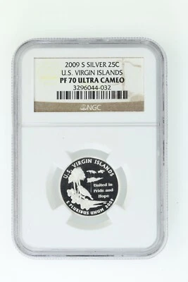 2009-S VIRGIN ISLANDS STATE QUARTER NGC PF-70 25C PROOF SILVER COIN U.S. US - Image 1 of 2