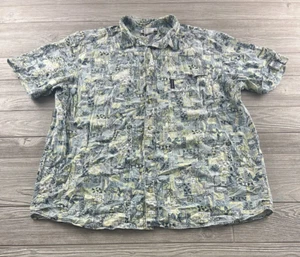 Camisa Hawaiana Columbia Para Hombre Talla 2XL Con Botones Manga Corta Verde Azul Blanco - Imagen 1 de 9