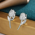 Flower Hoop Earring 2Ct Round Cut Lab Created Diamond 14K White Gold Plated