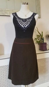Ness Tailoring Dark Brown Tweed wool A line Ladies Winter Skirt Size 10 - Picture 1 of 12