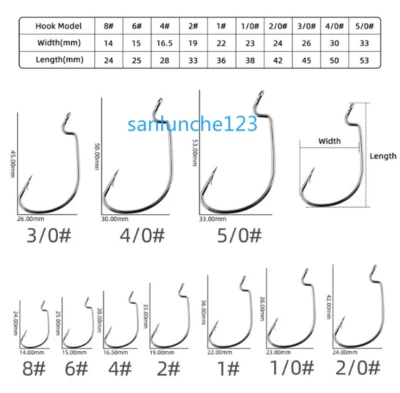 30pcs Wide Gap Worm Hook Jig Fishing Crank Hook Bass Hook for soft bait 6#-5/0# - Image 1 of 4