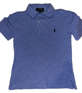 Vintage Retro Ralph Lauren Polo Shirt Short Sleeve Shirt Heather Blue Boys Sz 8 - Picture 1 of 5