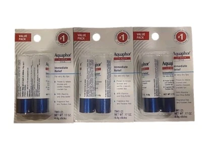 Aquaphor Lip Repair Alivio Inmediato 0.17oz Stick (paquete de 3x2pk) Foto 1 de 3