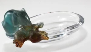 RARA FIGURA DE RATÓN DE VIDRIO DAUM PATE DE VERRE Y PLATO TAZÓN BARATIJA DE CRISTAL TRANSPARENTE - Imagen 1 de 7