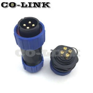Waterproof 4pin Connector Industrial IP67 Outdoor Plug Socket Power Cable Plug - Picture 1 of 6