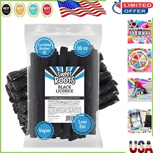 16 oz Sweet Roots Black Licorice Twists - Deliciously Vegan & Kosher Goodness - Picture 1 of 10