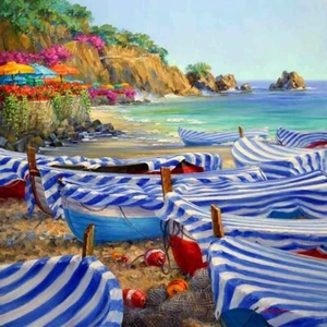 Azulejo de acento y decoración para barcos de pesca Mikki Senkarik arte mediterráneo MSA307AT - Imagen 1 de 2
