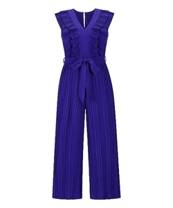 C.CLINE Dark Blue Belted & Pleated Sleeveless Jumpsuit Size M - Bild 1 von 1