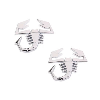 2x Chrome 3D Scorpion Logo Car L&R Fender Door Emblem for Abarth 500 695 124 125 - Image 1 of 2