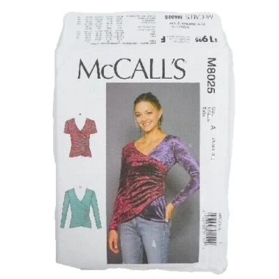 McCalls 8025 Misses Tops Sewing Pattern Uncut Size S-XL Fitted Side Ruching - Image 1 of 4