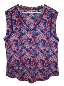 41 Hawthorn Blouse Womens L Floral Lightweight Top V-neck Semi-sheer Sleeveless - Picture 1 of 12