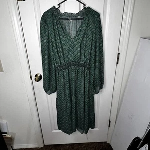NWT MAX STUDIO Green Geo Print Flowy Maxi Dress Extra Large Originally $175 - Picture 1 of 7