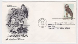 TurtlesTradingPost- Great Gray Owl 1978 #1760 FDC- Artcraft Cachet - Picture 1 of 1