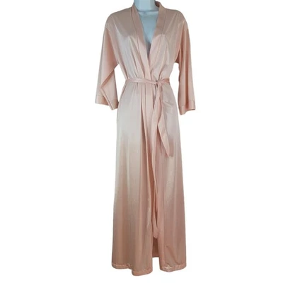 Montgomery Ward 100% Nylon Bata Larga Rosa Talla Pequeños Bolsillos Cinturón Corbatas De Colección Foto 1 de 4