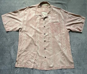 Tommy Bahama Hombres Rosa/Salmón Hawaiano Tropical 100% Seda Madera Botones XL - Imagen 1 de 11
