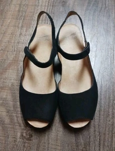 Dansko Marcy schwarze bequeme Leder-Sandalen mit Fersenriemen Keilabsatz Größe 38 - Bild 1 von 8