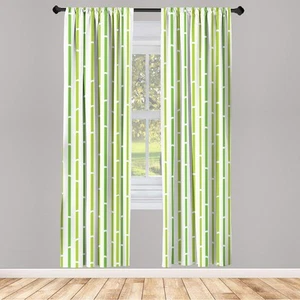 Geometric Forest Window Curtains, Folk Illustration in Green Shades Abstract ... - Picture 1 of 1