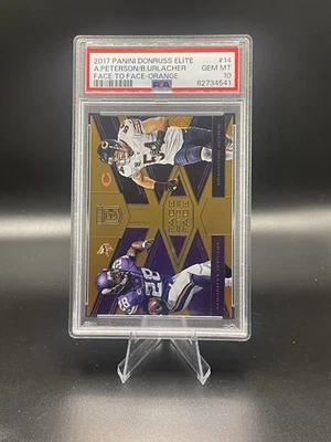 2017 Donruss Elite - Face to Face Adrian Peterson, Brian Urlacher #14 Orange /25 - Image 1 of 3