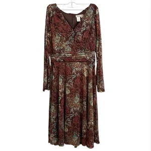 Coldwater Creek Earthy Whimsigoth Floral Dress 14 Vintage Empire Waist Boho - Picture 1 of 6