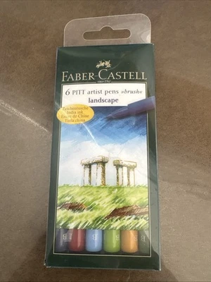 Faber Castell Pitt Artist Pen Set Landscape Colors Brush Nib Set of 6 - Image 1 of 4