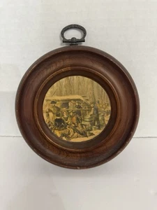 Vintage Prattware Pot Lids Victorian Wood Wall Art English Countryside 4 Inch - Picture 1 of 3