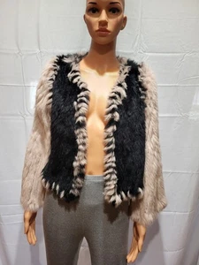 525 America Knit Rabbit Fur Jacket Size S - Picture 1 of 5
