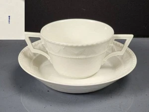 KPM KURLAND WHITE PORCELAIN CREAM SOUP BOWL, CUP AND SAUCER SET - Picture 1 of 9