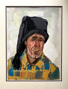 Paul Girol huile et gouache sur carton signée pêcheur au portugal expression art - Picture 1 of 1