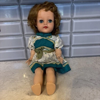 Винтажная кукла 1950-х Ideal 17 дюймов Twinkle Eyes VP17 мягкие резиновые пищащие   - Изображение 1 из 4