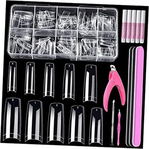 Clear Acrylic Nail Tips, 500PCS French Nail Tips Clear Fake Nails Half Cover - Picture 1 of 8