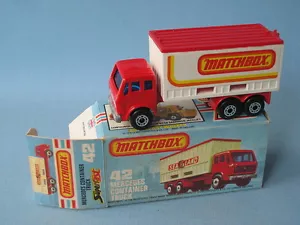 Camión contenedor Mercedes Matchbox Superfast 42 con etiquetas inversas en caja raro - Imagen 1 de 1