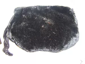 VINTAGE FELL MUFF HANDTASCHE - SATIN RÜSCHENBESATZ & REISSVERSCHLUSS STELLEN INNEN - Bild 1 von 6