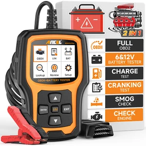 OBD2 Scanner Battery Tester 12V Car Battery Charging Cranking Test 100-2000 CCA - Foto 1 di 12