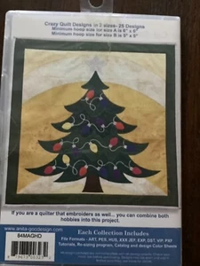 Anita Goodesign Christmas Crazy Quilt Tree Machine Embroidery Designs 2 sizes - Picture 1 of 3