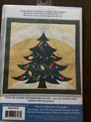Anita Goodesign Christmas Crazy Quilt Tree  Machine Embroidery Designs 2 sizes - Image 1 of 3