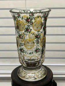 Antique Bohemian Moser Art Glass engraved and Cut-to-Clear Deco Vase - Picture 1 of 19