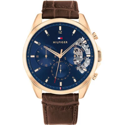 Mens Wristwatch TOMMY HILFIGER BAKER 1710453 Multifunction Leather Brown Blue - image 1 of 2