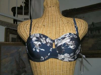 Top de bikini para mujer Macy's RACHEL Rachel Roy gris ahumado floral L ¡NUEVO! Foto 1 de 3