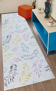 Rug Runner Olive Leaf Soft & Low Pile Non Slip Dot Backing - Picture 1 of 2