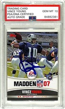 2006 Topps EA Sports MADDEN 07 VINCE YOUNG Signed Titans Card PSA/DNA 10 Slabbed