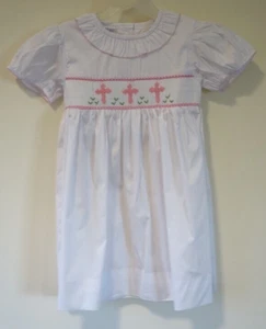 NWT Pleats & Stitches Smocked Crosses Dress Girl's Size 5 - Picture 1 of 1